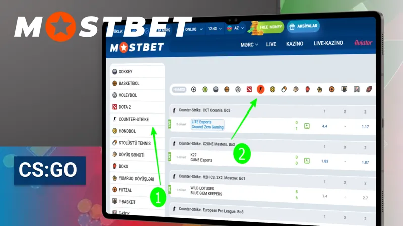 MostBet-də CS:GO mərclərinin seçimi
