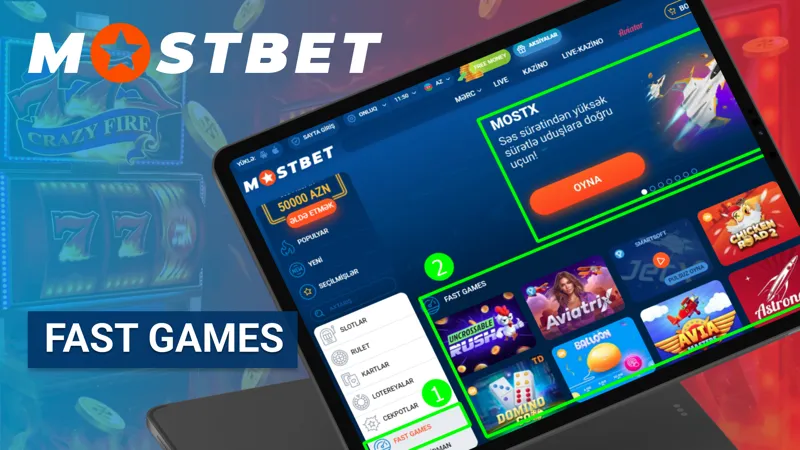 MostBet-də Fast Games kateqoriyasına aid sürətli oyunların seçimi