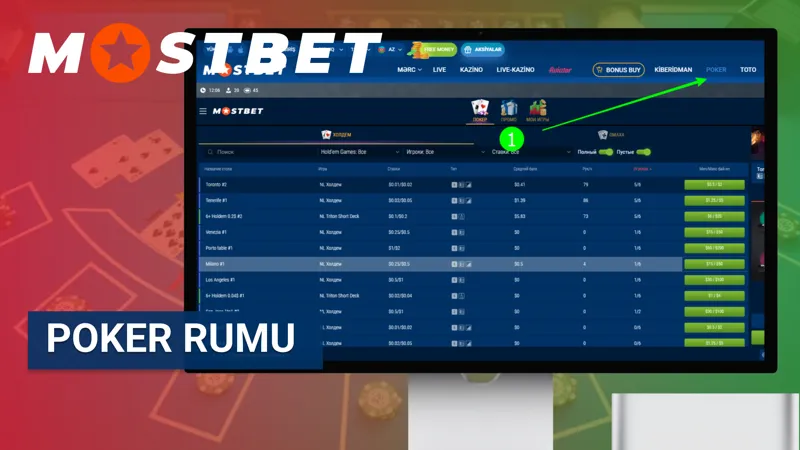 MostBet Live-kazinosunda Poker Rumu ekran görüntüsü