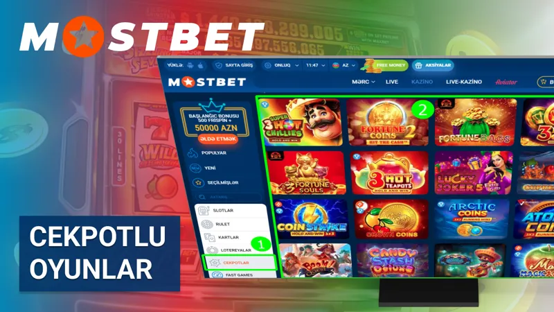 MostBet kazinosunda cekpotlu oyunların seçimi